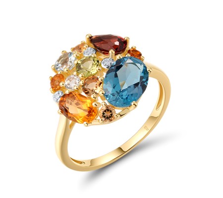 14KYW  Multi Colour Stone Ring(R321315MUL14KYW)