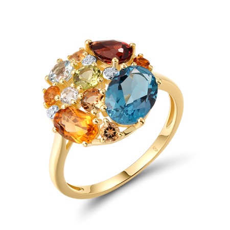 14KYW  Multi Colour Stone Ring(R321315MUL14KYW)