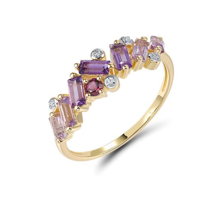 14KYW  Amethyst,Rhodolite Garnet Ring(R321316AMR14KYW)