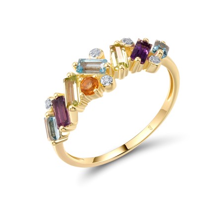 14KYW  Multi Colour Stone Ring(R321316MUL14KYW)