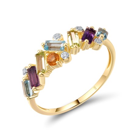 14KYW  Multi Colour Stone Ring(R321316MUL14KYW)