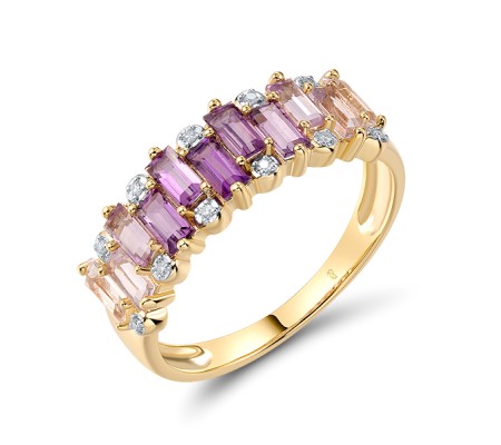 14KYW  Amethyst,White Topaz Ring(R321318AWT14KYW)