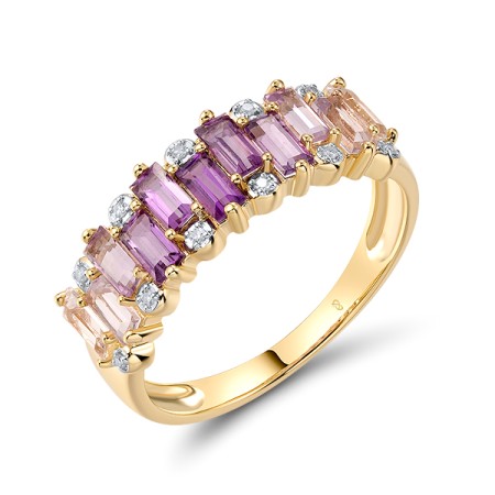 14KYW  Amethyst,White Topaz Ring(R321318AWT14KYW)