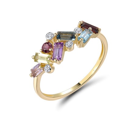 14KYW  Multi Colour Stone Ring(R321342MUL14KYW)