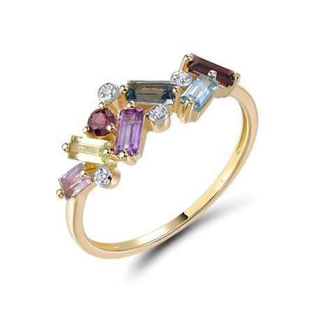 14KYW  Multi Colour Stone Ring(R321342MUL14KYW)