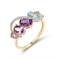 14KYW  Amethyst,Blue Topaz (Sky Blue),Blue Topaz (Swiss Blue) Ring(R321501ABBT14KYW)