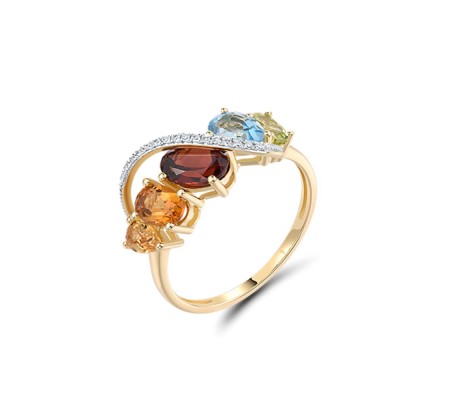 14KYW  Multi Colour Stone Ring(R321501MUL14KYW)