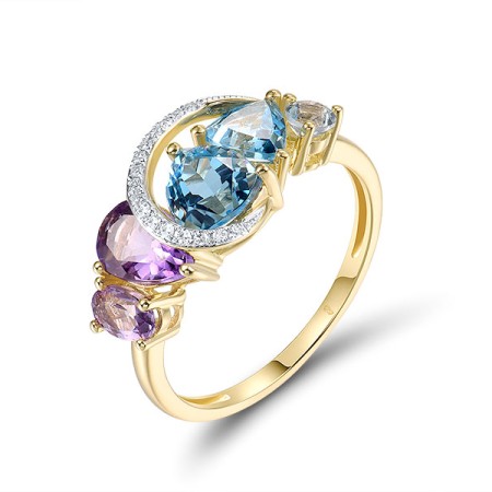 14KYW  Amethyst,Blue Topaz (Sky Blue),Blue Topaz (Swiss Blue) Ring(R321502ABBT14KYW)
