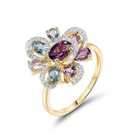 14KYW  Amethyst,Blue Topaz (Sky Blue),Blue Topaz (Swiss Blue) Ring(R321503ABBT14KYW)