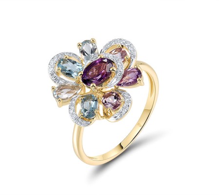 14KYW  Amethyst,Blue Topaz (Sky Blue),Blue Topaz (Swiss Blue) Ring(R321503ABBT14KYW)