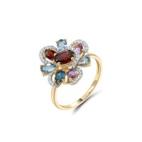 14KYW  Multi Colour Stone Ring(R321503MUL14KYW)