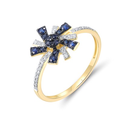 14KYWB  Blue Sapphire Ring(R321518SAP14KYWB) - US 6