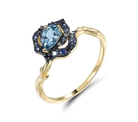 14KYB  Blue Topaz (Swiss Blue),Blue Sapphire Ring(R321553BTS14KYB)