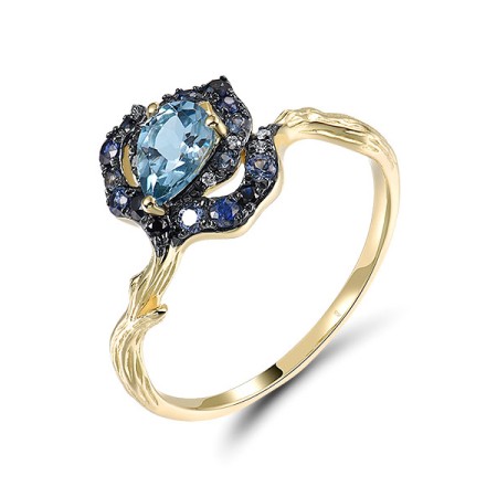 14KYB  Blue Topaz (Swiss Blue),Blue Sapphire Ring(R321553BTS14KYB)