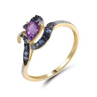 14KYWB  Amethyst,Blue Sapphire Ring(R321555AMS14KYWB)
