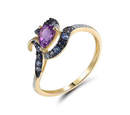 14KYWB  Amethyst,Blue Sapphire Ring(R321555AMS14KYWB)