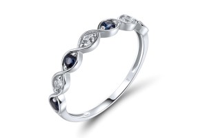 14KWB  Blue Sapphire,White Sapphire Ring(R321678SWS14KWB)