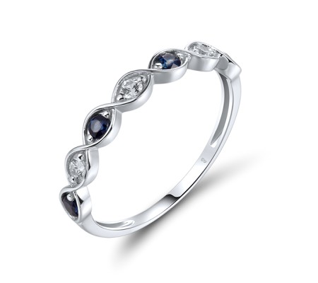 14KWB  Blue Sapphire,White Sapphire Ring(R321678SWS14KWB)