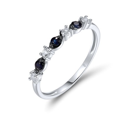 14KWB  Blue Sapphire,White Sapphire Ring(R321679SWS14KWB)
