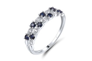 14KW  Blue Sapphire,White Sapphire Ring(R321681SWS14KW)