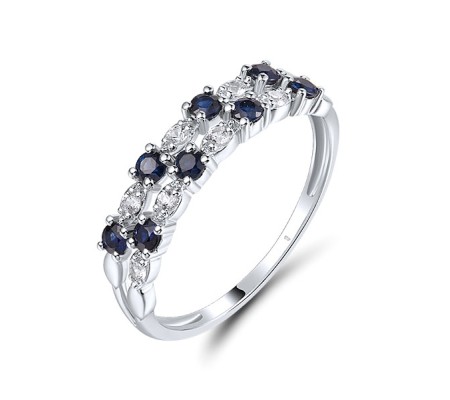 14KW  Blue Sapphire,White Sapphire Ring(R321681SWS14KW)