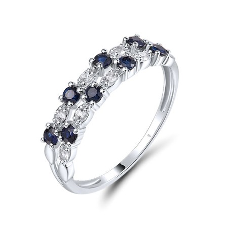 14KW  Blue Sapphire,White Sapphire Ring(R321681SWS14KW)