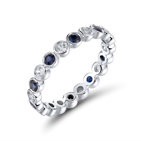 14KW  Blue Sapphire,White Sapphire Ring  (R321724SWS14KW) - US 6