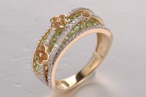 14KYW  Citrine,Green Garnet Ring(R321825CIG14KYW)