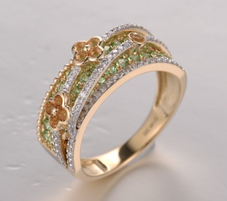 14KYW  Citrine,Green Garnet Ring(R321825CIG14KYW)