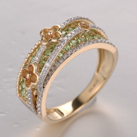14KYW  Citrine,Green Garnet Ring(R321825CIG14KYW)