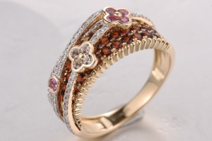 14KYW  Garnet,Pink Sapphire,White Topaz Ring(R321825GPSW14KYW)