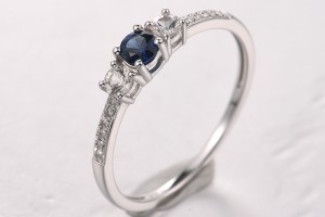 14KW  Blue Sapphire,White Sapphire Ring(R321854SWS14KW)