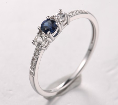 14KW  Blue Sapphire,White Sapphire Ring(R321854SWS14KW)