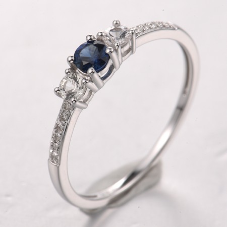 14KW  Blue Sapphire,White Sapphire Ring(R321854SWS14KW)