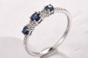 14KW  Blue Sapphire,White Sapphire Ring(R321855SWS14KW)