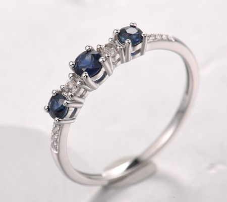 14KW  Blue Sapphire,White Sapphire Ring(R321855SWS14KW)