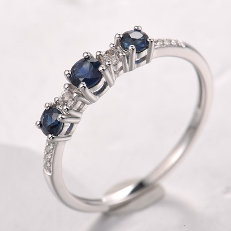14KW  Blue Sapphire,White Sapphire Ring(R321855SWS14KW)