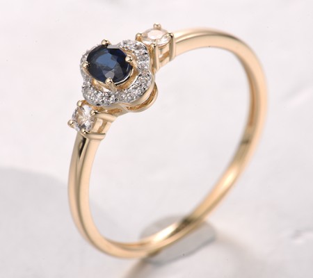 14KYW  Blue Sapphire,White Sapphire Ring(R321856SWS14KYW)