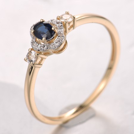 14KYW  Blue Sapphire,White Sapphire Ring(R321856SWS14KYW)