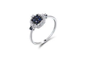 14KWB  Blue Sapphire,White Sapphire Ring(R321860SWS14KWB) - US 6