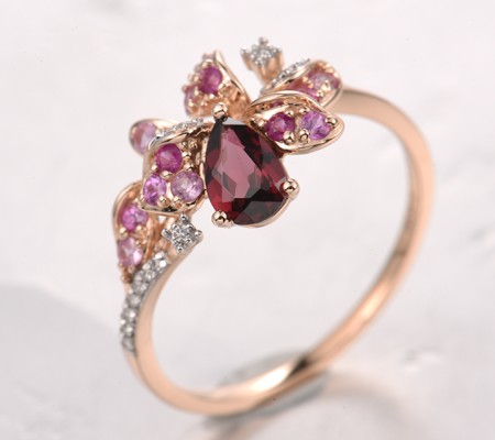 14KRW  Pink Sapphire,Rhodolite Garnet,Ruby Ring(R321883PSRR14KRW)