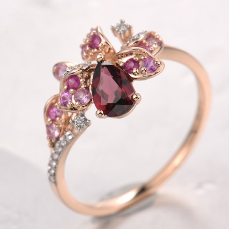 14KRW  Pink Sapphire,Rhodolite Garnet,Ruby Ring(R321883PSRR14KRW)