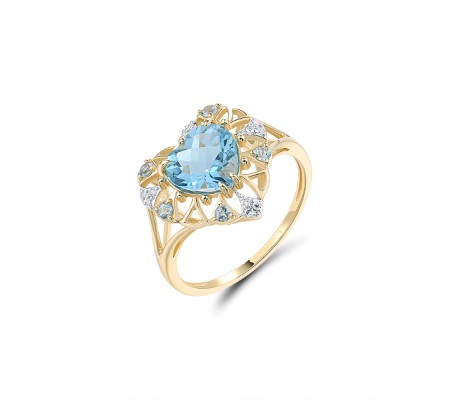 14KYW  Blue Topaz (Swiss Blue) Ring(R321905BLT14KYW)