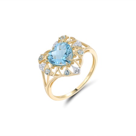 14KYW  Blue Topaz (Swiss Blue) Ring(R321905BLT14KYW)