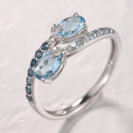 14KW  Blue Topaz (Swiss Blue),London Ring(R321941BLL14KW)