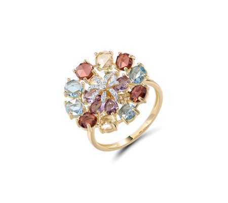 14KYW  Multi Colour Stone Ring(R321975MUL14KYW)