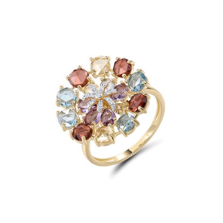 14KYW  Multi Colour Stone Ring(R321975MUL14KYW)