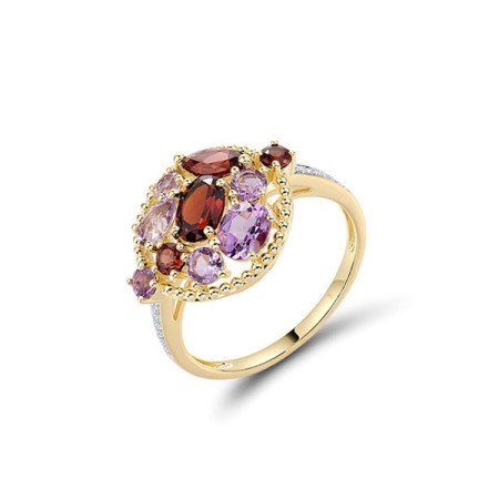 14KYW  Amethyst,Garnet Ring(R321993AGA14KYW)