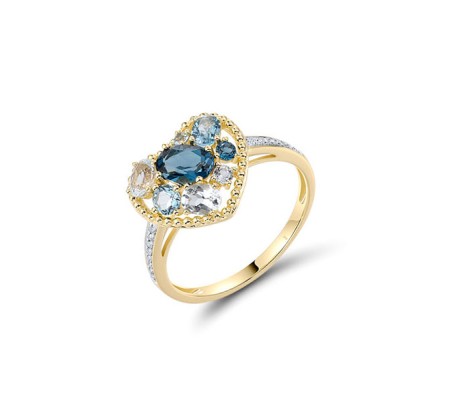 14KYW  Blue Topaz (Sky Blue),Blue Top Ring(R321994BKLT14KYW)