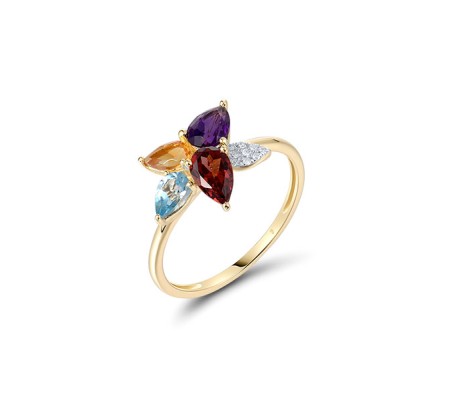 14KYW  Multi Colour Stone Ring(R322115MUL14KYW)